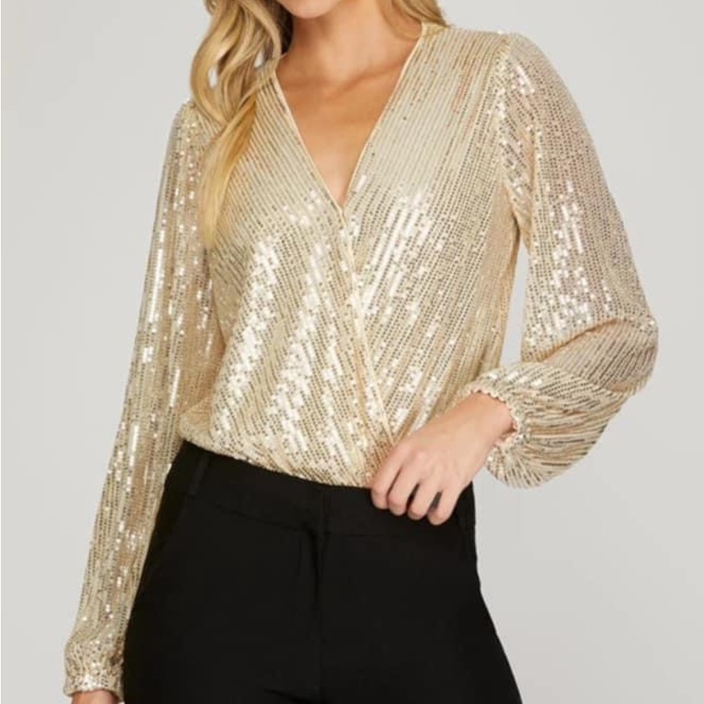 Gold sequin bodysuit